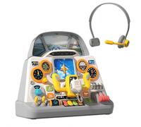 Kids Airplane Cockpit Toy with Lights & Sounds - Interactive Pretend Play Pilot Simulator, Educational Aviation Toy for Toddlers & Children (35x28x13cm), Includes Headphones for Immersive Play