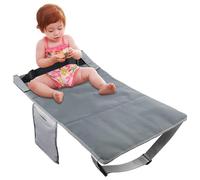 Kids Airplane Foot Pedal, Toddler Airplane Seat Extender, Adjustable Portable Folding Footrest for Children, Universal Fit with Tray Table Strap for Long Flights (Grey)