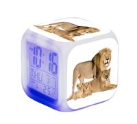 Kids Alarm Clock Bedside 7 Colour Changing LED Cube Clock With Light,Digital Bedroom Alarm Clock Smart Alarm Clock Snooze,Temperature,Calendar Grow Clock For Toddlers Boys Girls (Lion Pattern)