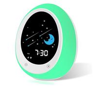 Kids Alarm Clock, Toddler Sleep Training Clock with Sun & Moon, Sound Machine, Night Light, Time to Wake Grow Clock for Children