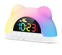Kids Alarm Clock,Toddler Sleep Training Digital Alarm Clock with Sun & Moon,11 RGB Color Night Lights, OK to Wake Clock for Girls Boys Teens,Sleeping Reminder,Child lock,Dual Alarms,Type-C powered