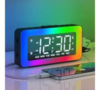 Kids Alarm Clock with RGB Night Lights - Loud Dual Alarm for Heavy Sleepers, Non Ticking Digital Clock, Large LED Display, Bedside Timer & Snooze, Bedroom Decor Gift