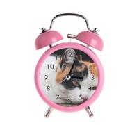 Kids Alarm Clock with Silent Hands Retro Clocks Round Number Double Alarm Clock High Pink Colors Night Light Home Decoration Cat Black, White and Orange Outdoor