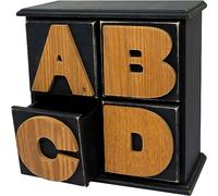 Kids Alphabetic Small Draw Cabinet - Table Top Organiser, Storage Unit For Toys & Stationary | Suitable For Home, Bedroom & School | Vintage, Shabby, Holder