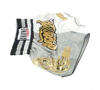 Kids and Adults Muay Thai Kickboxing Shorts Breathable Fighting Pants with Printed Design for Optimal Performance (XS Black+Yellow)