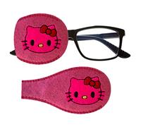 Kids and Adults Orthoptic Eye Patch For Amblyopia Lazy Eye Occlusion Therapy Treatment Design #32 Pink Kitty on Pink (Right Side (eye to be covered))