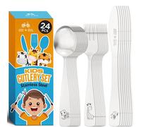 Kids and Toddler Utensils Silverware Set - 24-Piece Toddler Silverware Includes 3 Forks 3 Spoons and 3 Kid-Friendly Knives - Kids Metal Silverware Flatware Cutlery Set for Preschooler Baby Child