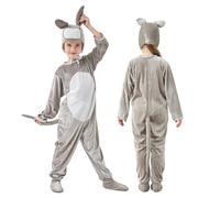 Kids Animal Costume Onesie Halloween Cosplay Girls Boys One Piece Pajamas Animal Jumpsuits Outfits with Hood Cute Funny Halloween Costume (Grey, 18-24 Months)