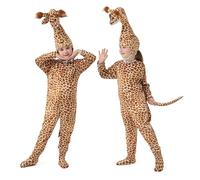 Kids Animal Costume Onesie Halloween Cosplay Girls Boys One Piece Pajamas Animal Jumpsuits Outfits with Hood Cute Funny Halloween Costume (Brown, 18-24 Months)