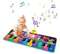 Kids Animals Musical Piano Mats with 25 Music Sounds, Touch Play Floor Keyboard Mat Carpet Animal Blanket Touch Playmat Early Education Toys for 1 2 3 4 5 6+ Years Old Girls Boys Toddlers