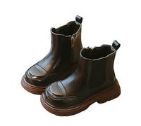 Kids Ankle Boots Faux Pu Leather Winter Shoes, Girls Stylish Waterproof Non-Slip Walking Booties Pull On Comfy School Shoes Zipper Holiday Outdoor Footwear