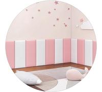 Kid's Anti Collision Wall Padding, Peel And Stick Headboard, Wall Mounted Bed Backsplash Wall Panel For Bedrooms Nursery (Color : White+Pink, Size : 180cm)
