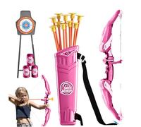 Kids Archery Set, Kids Bow and Arrow Set Plastic LED Archery Include Bow and Arrow, Case, for Age 4 Rose