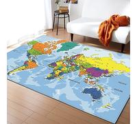 Kids Area Rug Colorful World Map Cartoon Animal Cute Animal Rugs Educational Floor Carpet for Boy Girl Machine Washable Doormat for Living Room Bedroom Playroom Kindergarten (Color 1,160x200 cm)