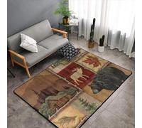 Kids Area Rugs Educational Cartoon Retro Country Animals Play Mats 60 X 90 Cm, Non Slip Rug Children Crawling Rugs Floor Mat For Playground Kids Room Bedroom Playroom -61759109769