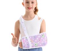 Kids Arm Sling for Broken Arm Torn Rotator Cuff Shoulder Elbow Wrist injury Printed Pediatric Child Toddler Brace Support for Children Girls with Bear (Purple, Large)