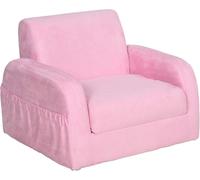 Kids Armchair Childrens Sofa Bed Fold Out Padded Wood Frame Bedroom Pink 2 in 1