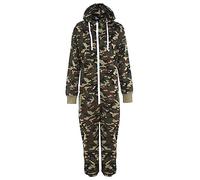 Kids Army Camouflage Print Onesie Hooded Jumpsuit All in One Boys Girls Fleece Colour: Camouflage - Size: 7-8 Years