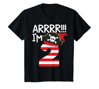 Kids Arrr I'm 2, Cool Pirate Theme 2nd Birthday Party Boys Kids T-Shirt