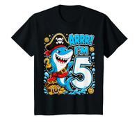 Kids Arrr I'm 5 Pirate Shark Five Year Old 5yr 5th Birthday Boy T-Shirt