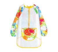 Kids Art Aprons, Waterproof Artist Smock for Kids, TPU Children Apron with Long Sleeves, Child Drawing Clothes Cover, Child Gardening Painting Aprons Age 4 to 12 Years (graffiti, L( 4-8 years))
