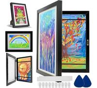 Kids Art Display Frame - A4 Size, Front Opening, Changeable, Hangs or Stands (Black)