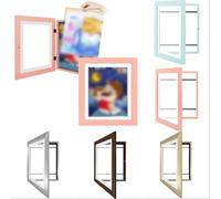 Kids Art Display Frame for A4 Artwork - Double-Sided Acrylic MDF Picture Frame Having Elastic Band Pins Plus Sawtooth Hangers for Wall Mounting - Childrens Creative Projects Decoration(Pink)