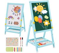 Kids Art Easel, Double Sided Easel Whiteboard Blackboard, Foldale, Blue