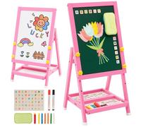 Kids Art Easel, Double Sided Easel Whiteboard Blackboard, Foldale, Pink