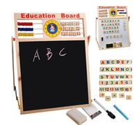 Kids Art Easel - Magnetic Erasable Chalkboard, Double Sided Writing Board | Dry Erase Board With Abacus, Standing Art Wood Art Tyre Type Tyre Type Holder