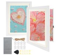 Kids Art Frame, 2 PACK Kids Artwork Display Frame Front Opening A4 Picture Frame, Changeable Childrens Artwork Display Photo Storage Frames Kids Art Projects (White)