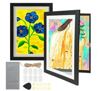 Kids Art Frame, 2 PACK Kids Artwork Display Frame Front Opening A4 Picture Frame, Changeable Childrens Artwork Display Photo Storage Frames Kids Art Projects (Black)