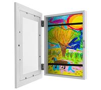 Kids Art Frame A4 Child Artwork Picture Display Frame with Fixed Strap Front Opening Photo Frame Picture Hold up to 150 Artworks for Crafts Drawing (white)