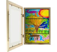 Kids Art Frame A4 Child Artwork Picture Frame with Fixed Strap Front Kids Art Frames Front Opening Opening Photo Frame Wood Frame Horizontal and Vertical Formats Hold up to 150 Artworks (Gold)