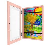 Kids Art Frame A4, Wood Picture Frame with Front Opening, Horizontal and Vertical Display, Holds 150 Artworks (pink)