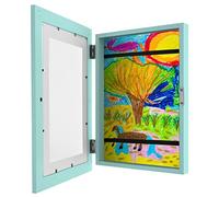 Kids Art Frame, Kids Artwork Display Frame, Front Opening A4 Picture Frame for 150 Pictures, Changeable Childrens Artwork Display Photo Storage Frames, Kids Art Projects Frames with Fixed Strap(blue)