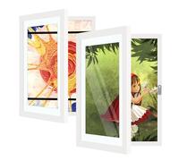 Kids Art Frame, Kids Artwork Display Frames Front Opening A4 Picture Frame for 150 Pictures, Changeable Children Photo Storage Frame Child Art Project Frames (2, White)