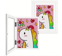 Kids Art Frames A4 (2 Pack), Kids Artwork Display Frame Front Opening A4, Childrens Artwork Display Picture Wooden Frame for 50+ Pictures, Display or Hang Your Kids Artwork(White-2Pcs)