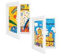Kids Art Frames Front Opening A4, Childrens Artwork Display Picture Frame, Display Pictures in Portrait or Landscape, Artwork Display Storage Frames For Children Drawing Crafting (2, White)