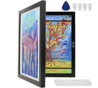 Kids Art Frames Front Opening A4, Kids Artwork Display Frame, Childrens Artwork Display Storage Frame Changeable, Child Multiple Picture Frame Drawing Hanging Art, Hold 100 PCS (Black)