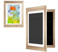 Kids Art Frames, Kids Artwork Display Frame for 150 Pictures, A4 Fillable Front Opening Photo Frames with Fixed Elastic Band, Changeable Child Artwork Picture Frame for Photos, Postcards (Wood Color)