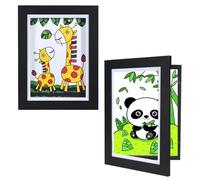 Kids Art Frames,Kids Artwork Display Frame Front Opening A4, Childrens Artwork Display Picture Wooden Frame for 50+ Pictures, Display or Hang Your Kids Artwork(Black-2Pcs)…