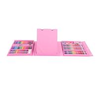 Kids Art Set with Watercolor Pens Crayons Colored Pencils, Complete Drawing Stationery Kit in Pink Carry Case with Double - Sided Drawing Board for Children Ages 5-12