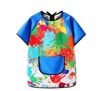 Kids Art Smocks,Short Sleeve Children Smock,Waterproof Anti-Oil Kids Apron,with Pockets Art Smock Toddler Girl Boys Apron Painting Short Sleeves Baby Girl Long Sleeve Shirts (Blue, 9-11 Years)