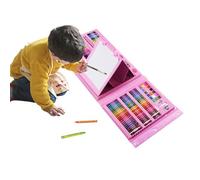 Kids Art Supplies - 208 Piece Drawing Set, Trifold Easel Kit | Complete Painting Toolbox, Includes Oil Pastels Crayons Colored Pencils Watercolor Cakes Sketch Pad for School Creative Learning Gift Use