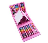 Kids Art Supplies - Double Sided Trifold Easel Painting Art Set,Portable Art Painting Kit Art Case for Chrismas with Oil Pastels, Colored Pencils, Watercolor Cakes