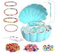 Kids Arts And Crafts Organizers And Storage Girl's DIY Beaded Bracelet Kit Machine For Pretend Play Handmade Jewelry Making Set Educational Toy For Creativity Arts And Crafts for Kids (A, 15.5X13.5cm)