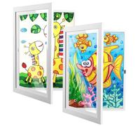 Kids Artwork Display Frames, Kids Art Frame Front Opening A4, Childrens Storage Frames Changeable Holds 150 Pictures, Child Photo Frame Drawing Art for Wall,Bedroom,Living Room(A4,White,2PCS)