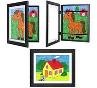Kids Artwork Frame Black 3 pack, 10x12.5 Child Art Display Frame Without Mat Changeable Front Opening, 8.5x11 Frame With Mat, Children Storage Frame Hold 50pcs Crafts, Drawing, Art Project, Schoolwork