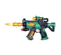Kids Assault Vibration Flash Shooting Light Up Sound Plastic Gun Toy Boys Gun (Green)